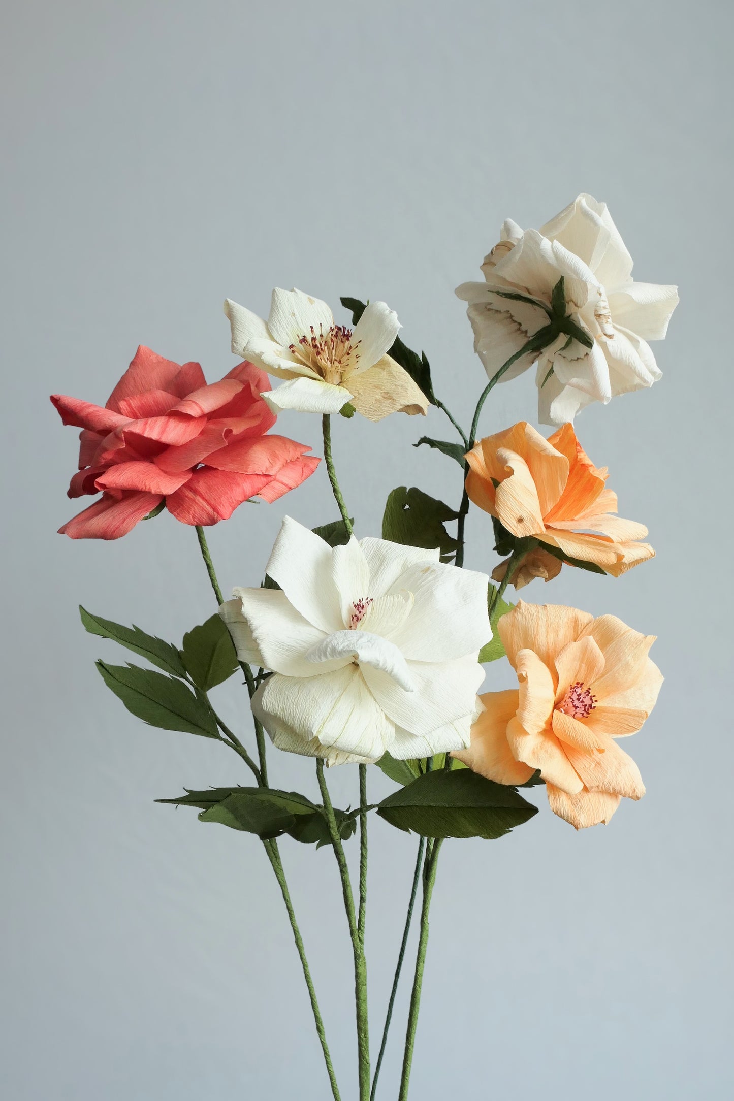 A bouquet of 5 handmade paper roses