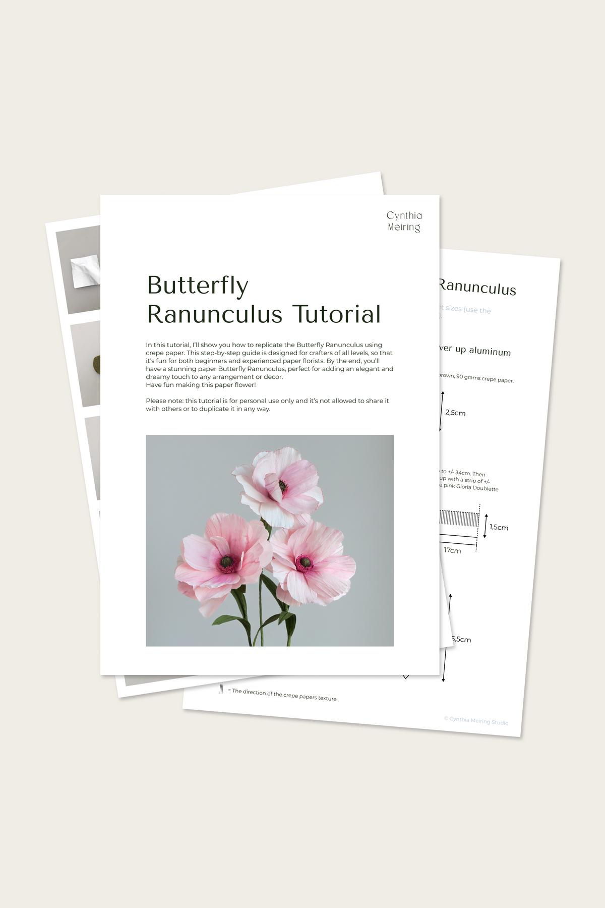 Paper Butterfly Ranunculus tutorial & templates – Cynthia Meiring Studio