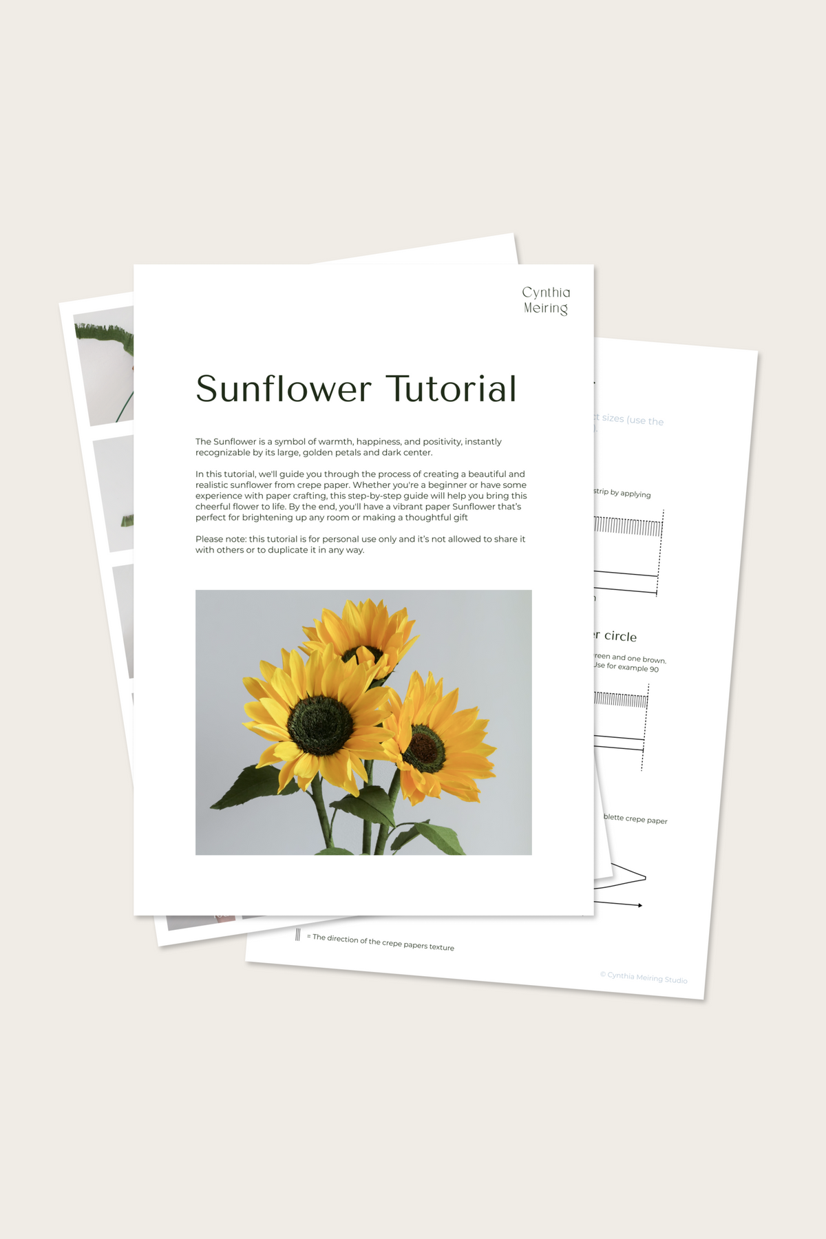 Paper Sunflower tutorial & templates – Cynthia Meiring Studio